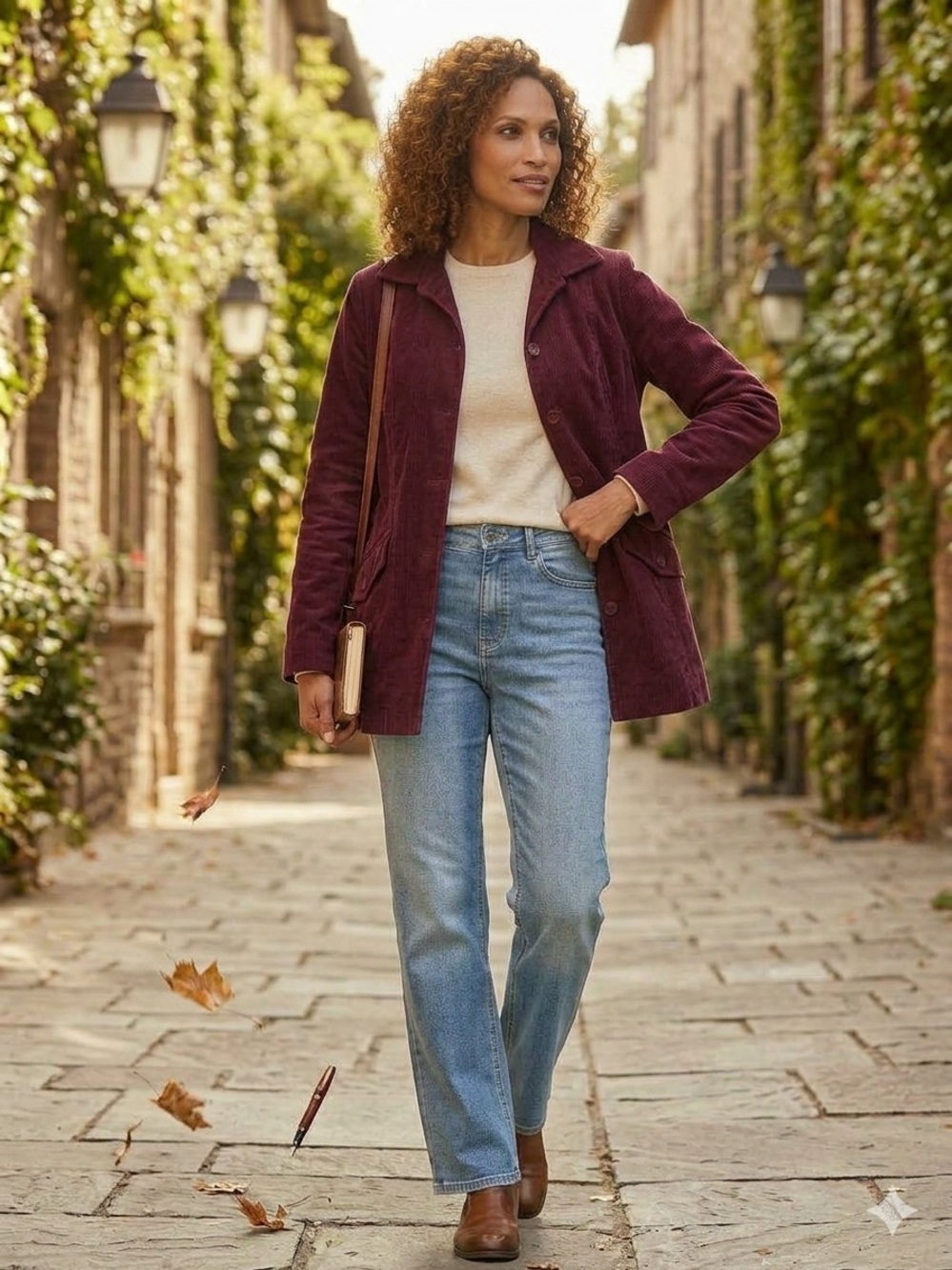 Faconnable Women's Poetic Burgundy Corduroy Jacket size Medium